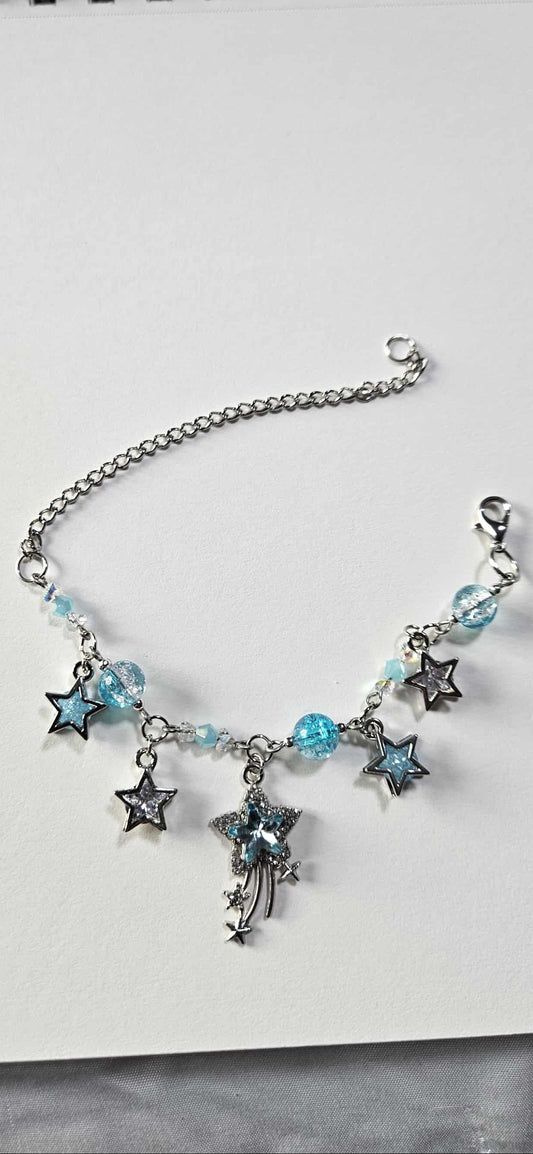 Shooting Star and tiny stars bracelet, silver-plated!